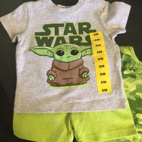 NWT Star Wars Baby Yoda 3pc short set size 6 months Great for Easter/baby shower - Picture 2 of 5